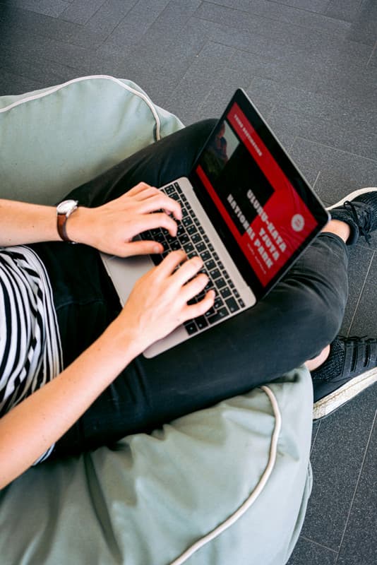 Woman working on a laptop